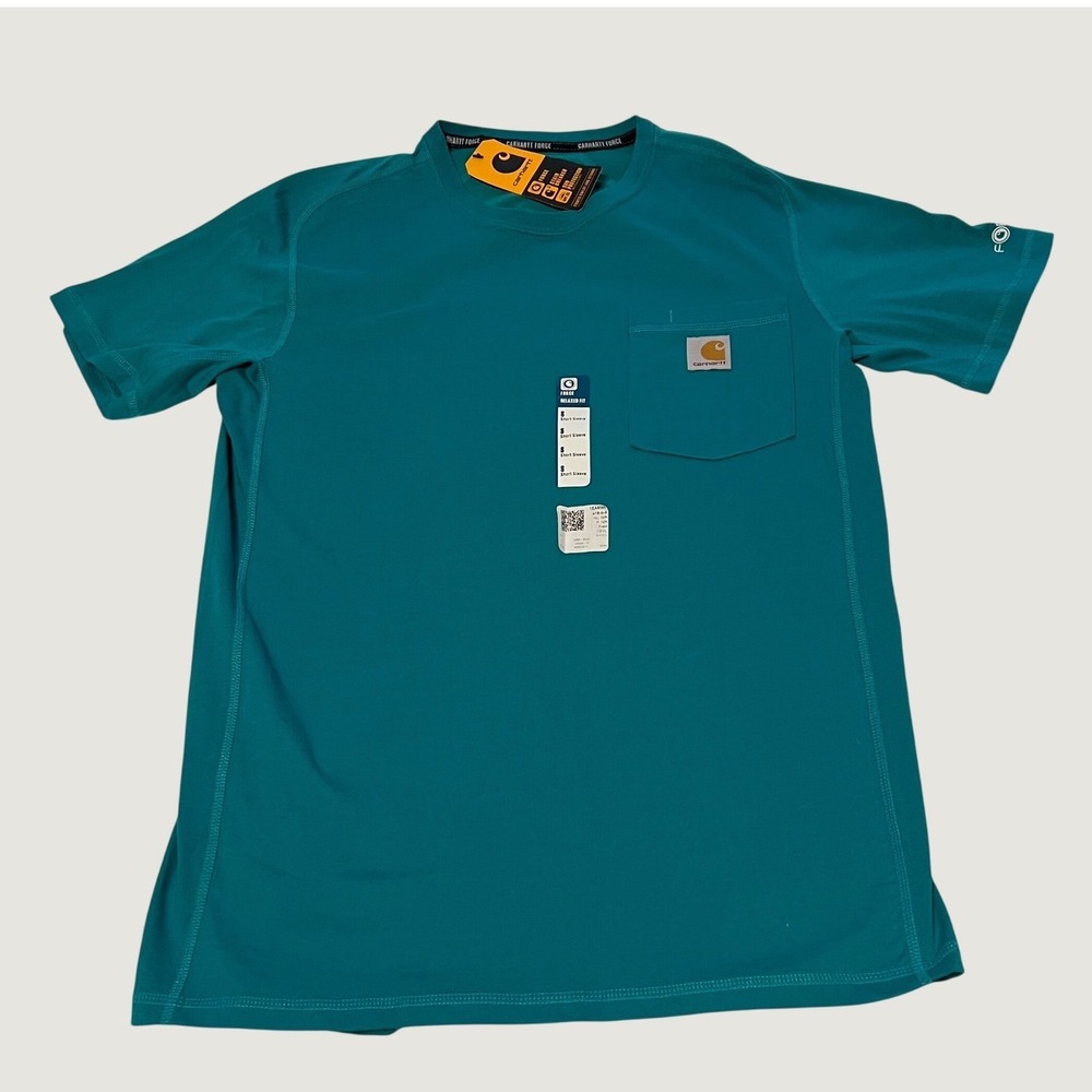 Carhartt Force Relaxed Fit Midweight Pocket T-Shirt Teal TK4616-M Mens Small NWT